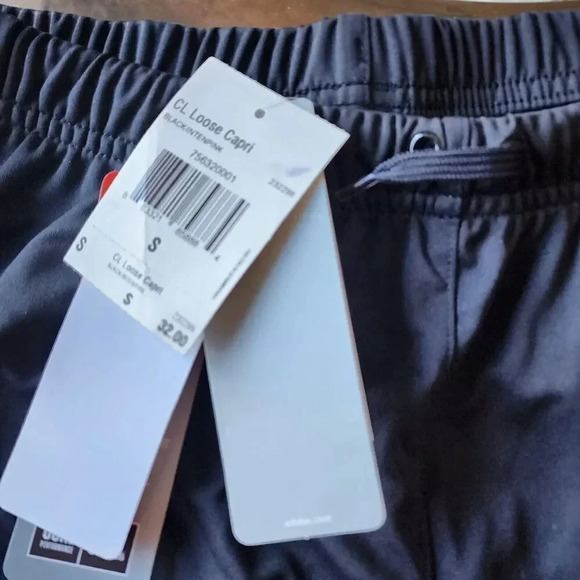 New Adidas Active Pant Women Small Black Polyester CL Loose Capri Stretch - Picture 7 of 10